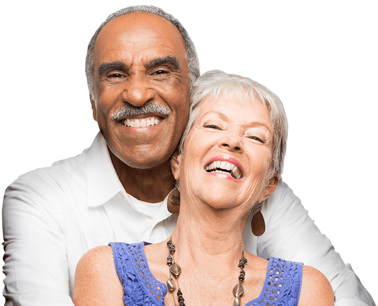 Retired interracial couple smiling