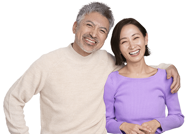 Retired interracial couple smiling