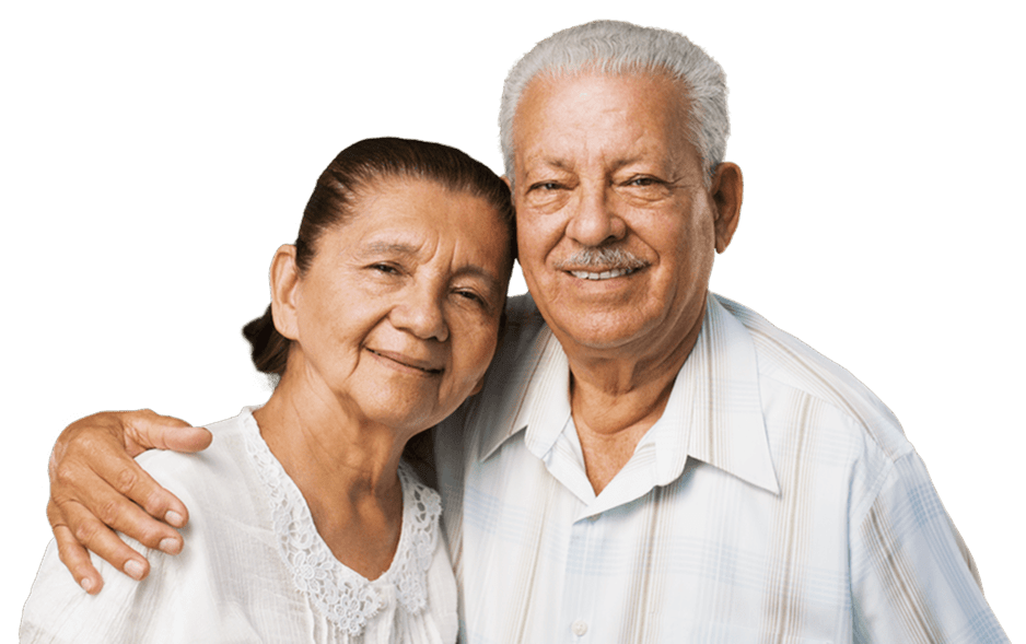 Retired interracial couple smiling